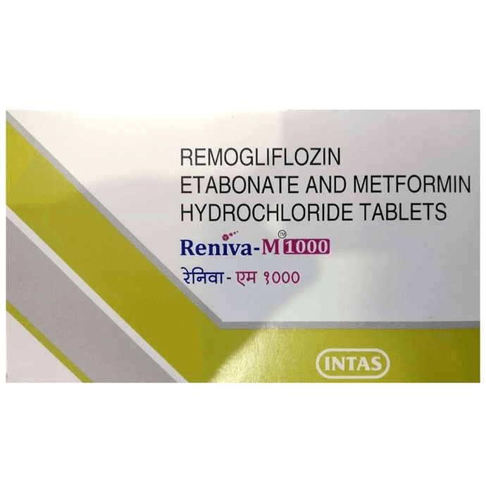 Reniva-M 1000 Tablet – Remogliflozin Etabonate (100mg) 1000 mg by Intas Pharmaceuticals Ltd — photo 1 of 5