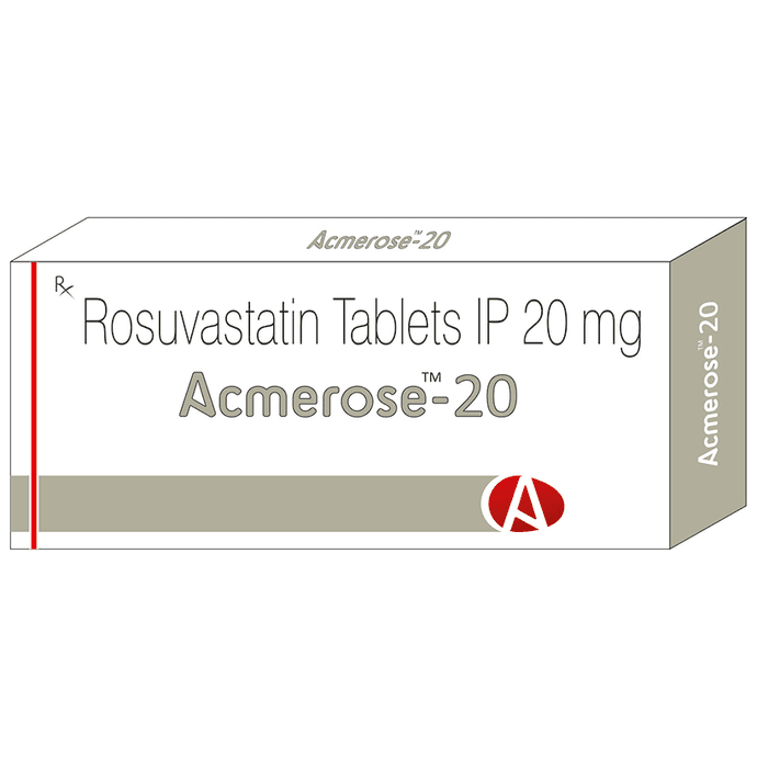 Acmerose 20 Tablet – Rosuvastatin (20mg) 20 mg by Acmedix Pharma LLP — photo 1 of 2