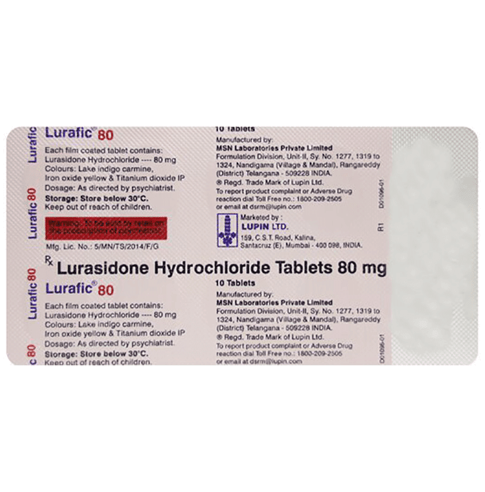 Lurafic 80mg Tablet – Lurasidone (80mg) 80 mg by Lupin Ltd