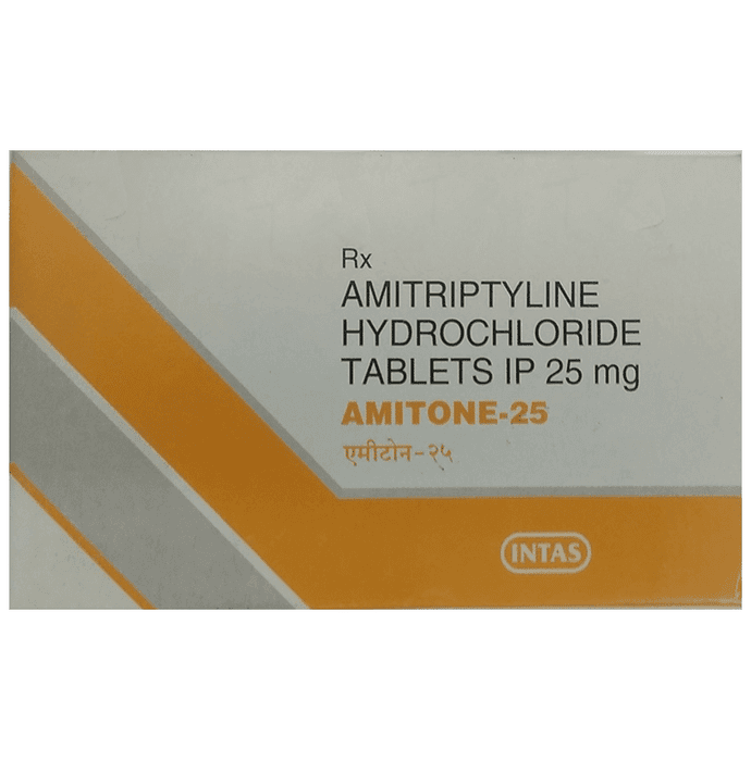 Amitone 25mg Tablet – Amitriptyline (25mg) 25 mg by Intas Pharmaceuticals Ltd — photo 1 of 4