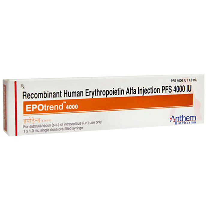 Epotrend 4000 Injection – Recombinant Human Erythropoietin Alfa (4000IU) 4000 mg by Anthem Biopharma