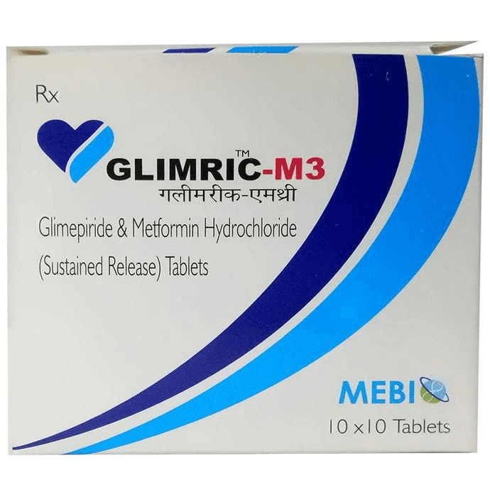 Glimric-M3 Tablet SR – Glimepiride (3mg) by Mebio Labs Pvt Ltd — photo 1 of 2