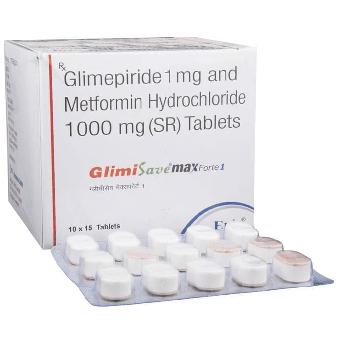 Glimisave Max Forte 1 Tablet PR – Glimepiride (1mg) 1 mg by Eris Lifesciences Ltd — photo 1 of 6