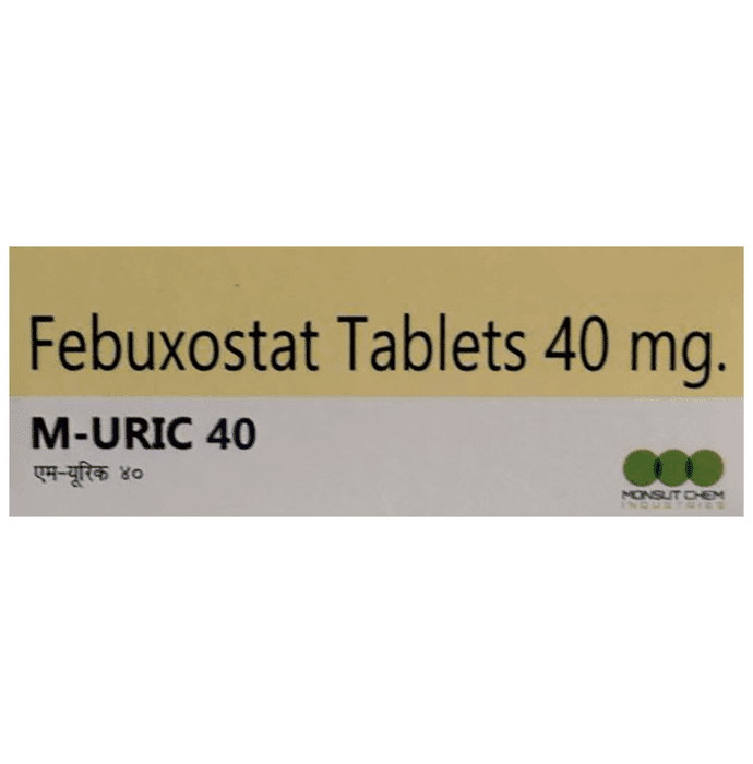 M Uric 40mg Tablet – Febuxostat (40mg) 40 mg by Monsut Chem Industries — photo 1 of 2