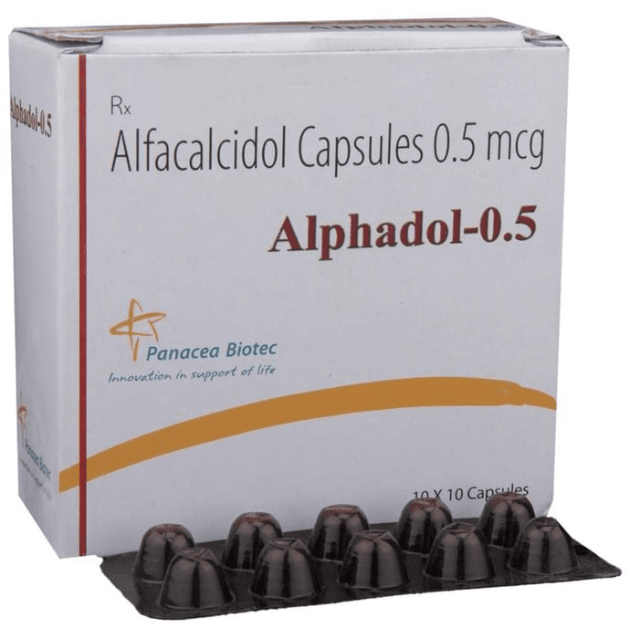 Alphadol 0.5mcg Soft Gelatin Capsule – Alfacalcidol (0.5mcg) 0.5 mcg by Panacea Biotec Pharma Ltd — photo 1 of 5