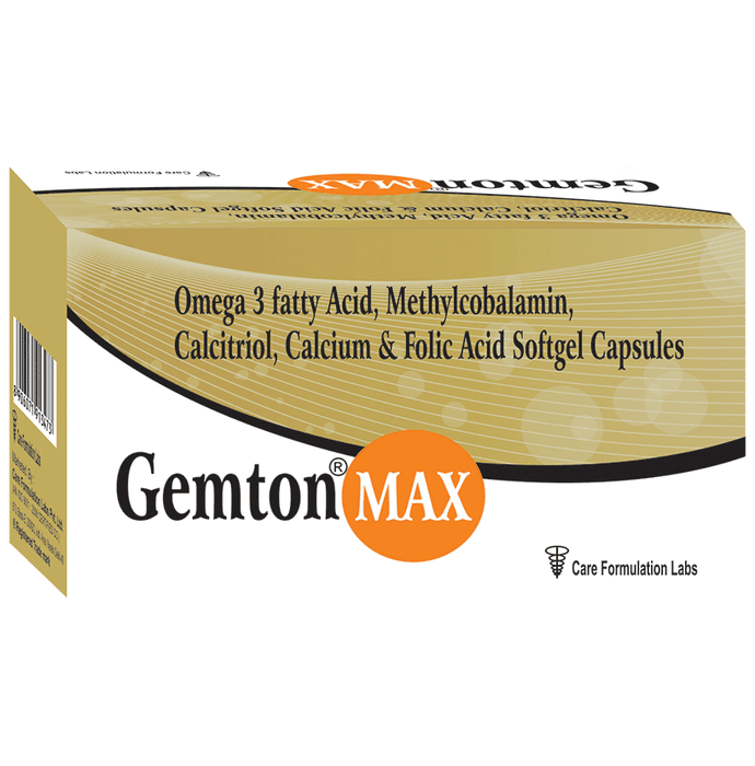 Gemton Max Softgel Capsule – 9296e938-fc93-4c58-9f23-e48cdd0061f6 by Care Formulation Labs Pvt Ltd — photo 1 of 3