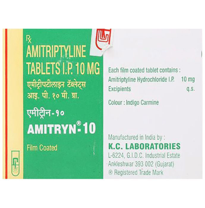 Amitryn 10 Tablet – Amitriptyline (10mg) 10 mg by KC Laboratories
