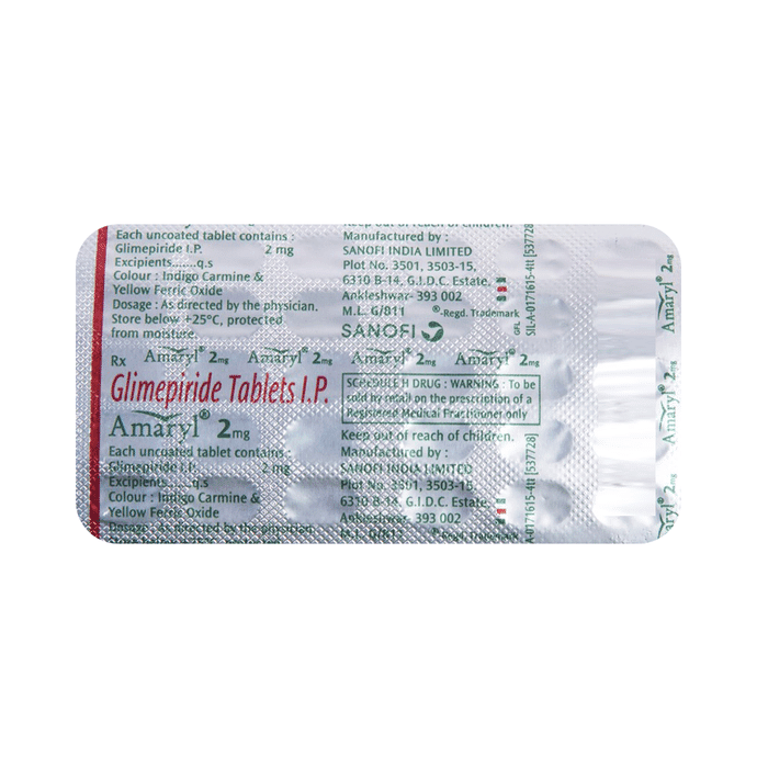 Amaryl 2mg Tablet – Glimepiride (2mg) 2 mg by Sanofi India Ltd — photo 1 of 3