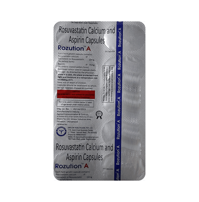 Rozution A 10mg/75mg Capsule – Rosuvastatin (10mg) 10 mg by Daylon Healthcare — photo 1 of 2