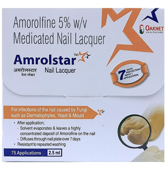 Amrolstar Nail Lacquer – Amorolfine (5% w/v) by Oaknet Healthcare Pvt Ltd — photo 1 of 2
