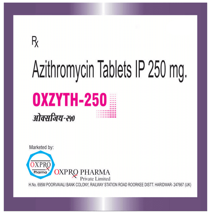 Oxzyth 250 Tablet – Azithromycin (250mg) 250 mg by Oxpro Pharma Private Limited