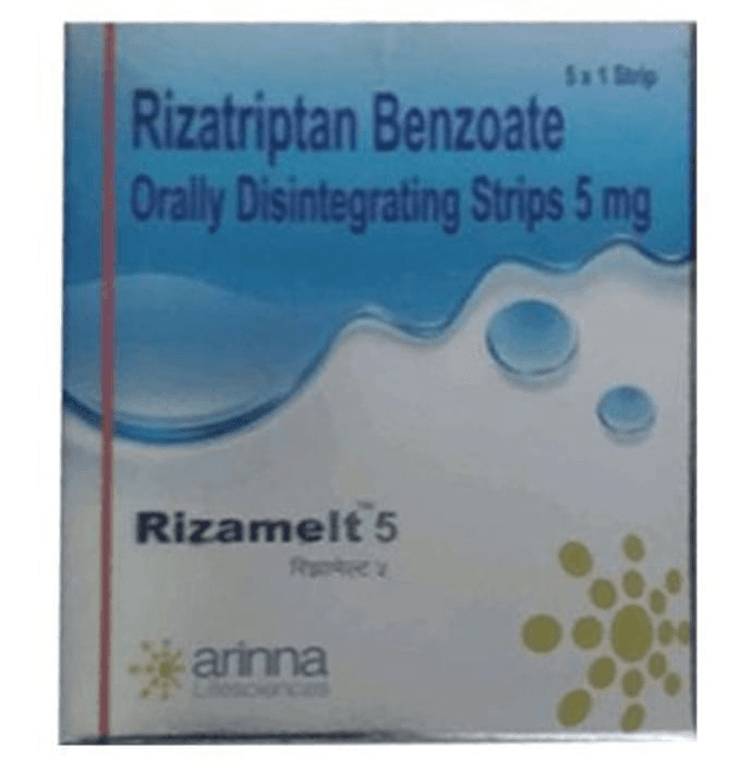 Rizamelt 5 Disintegrating Strip – Rizatriptan (5mg) 5 mg by Arinna Lifescience Pvt Ltd