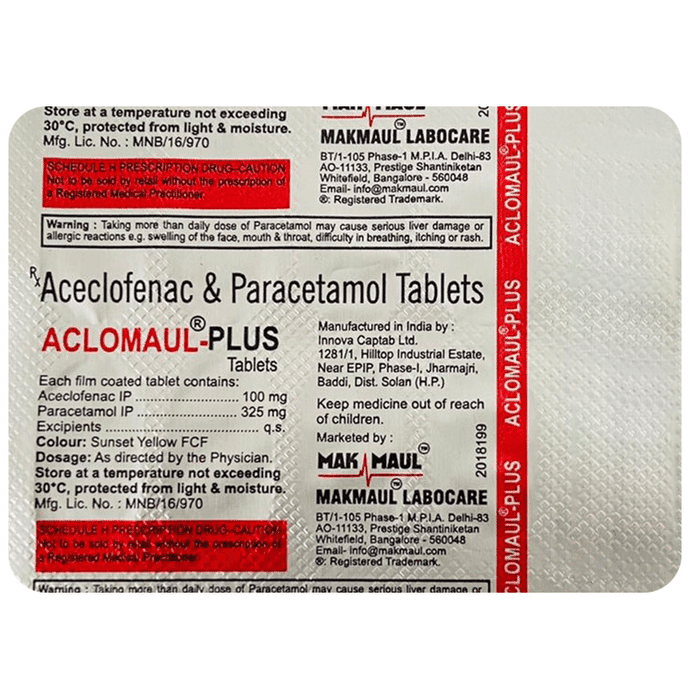 Aclomaul-Plus Tablet – Aceclofenac (100mg) by Makmaul Labocare — photo 1 of 2