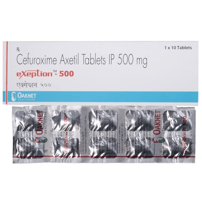 Exeption 500 Tablet – Cefuroxime (500mg) 500 mg by Oaknet Healthcare Pvt Ltd — photo 1 of 6