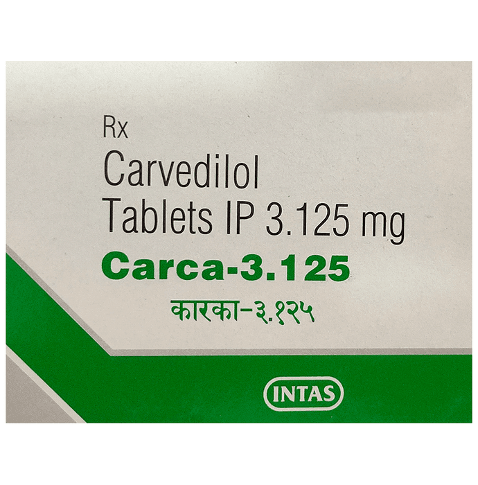 Carca 3.125 Tablet – Carvedilol (3.125mg) 3.125 mg by Intas Pharmaceuticals Ltd — photo 1 of 5