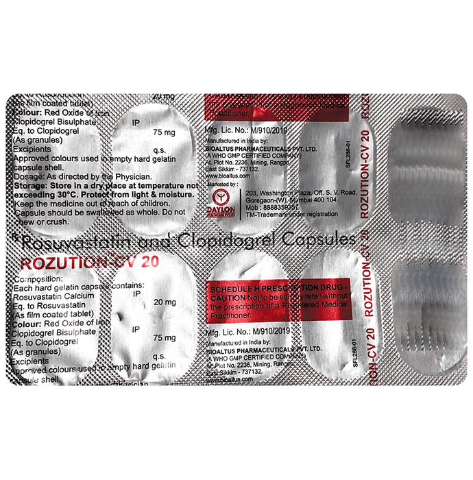 Rozution-CV 20 Capsule – Rosuvastatin (20mg) 20 mg by Daylon Healthcare — photo 1 of 2