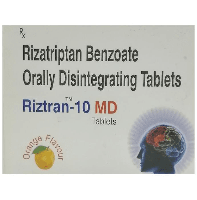 Riztran 10 MD Tablet Orange – Rizatriptan (10mg) 10 mg by Vanprom Lifesciences Pvt Ltd