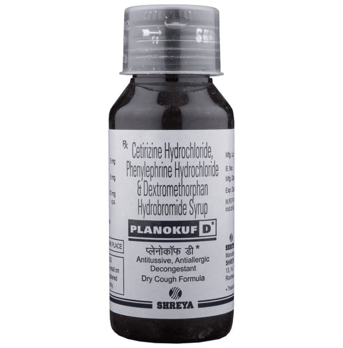 Planokuf D Syrup – Cetirizine (5mg/5ml) by Shreya Life Sciences Pvt Ltd — photo 1 of 2