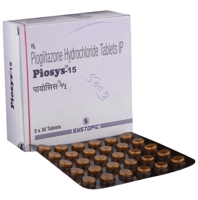 Piosys 15 Tablet – Pioglitazone (15mg) 15 mg by Systopic Laboratories Pvt Ltd — photo 1 of 6