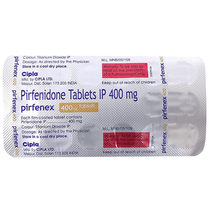 Pirfenex 400mg Tablet – Pirfenidone (400mg) 400 mg by Cipla Ltd — photo 1 of 2