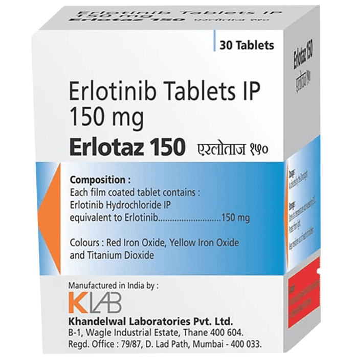 Erlotaz 150 Tablet – Erlotinib (150mg) 150 mg by Khandelwal Laboratories Pvt Ltd — photo 1 of 2