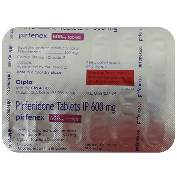 Pirfenex 600mg Tablet – Pirfenidone (600mg) 600 mg by Cipla Ltd