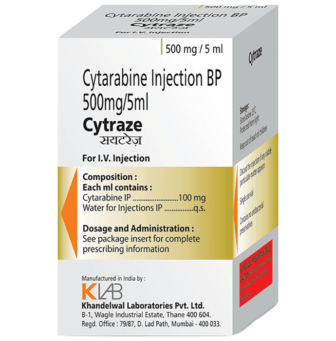 Cytraze 500mg Injection – Cytarabine (500mg) 500 mg by Khandelwal Laboratories Pvt Ltd