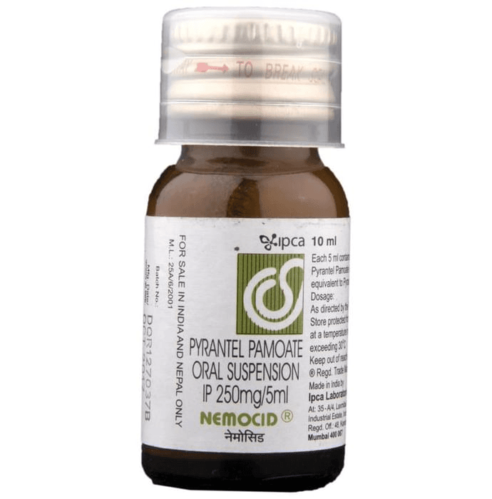 Nemocid Oral Suspension – Pyrantel Pamoate (250mg) by Ipca Laboratories Ltd — photo 1 of 2