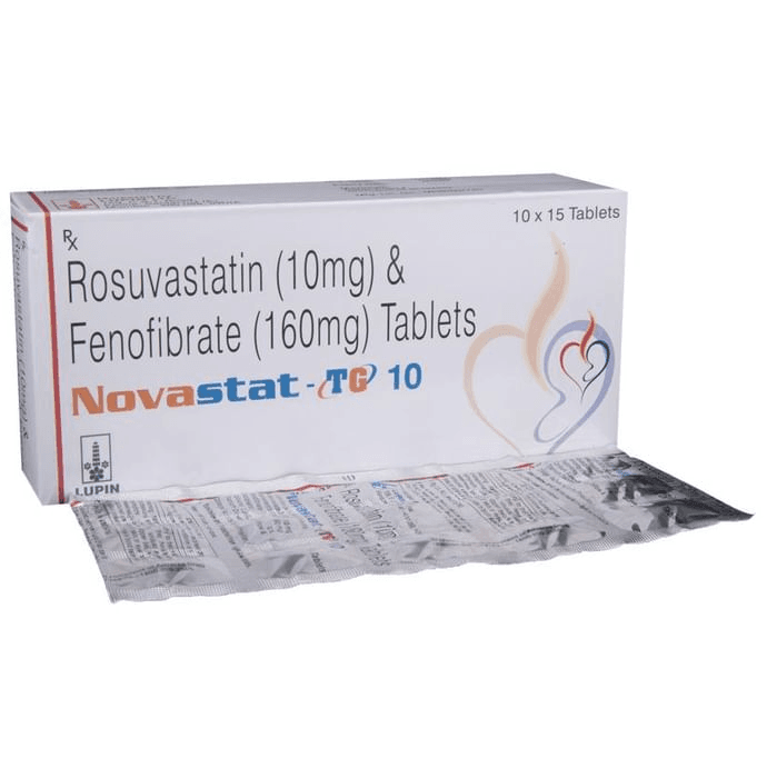 Novastat-TG 10 Tablet – Fenofibrate (160mg) 10 mg by Lupin Ltd — photo 1 of 5