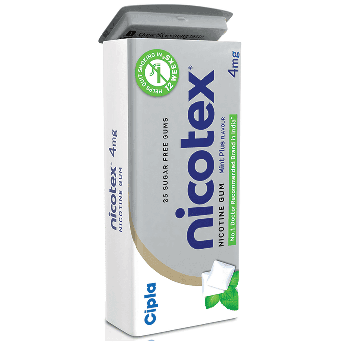 Nicotex 4mg Chewing Gums Mint Plus Sugar Free – Nicotine (4mg) 4 mg by Cipla Health Ltd