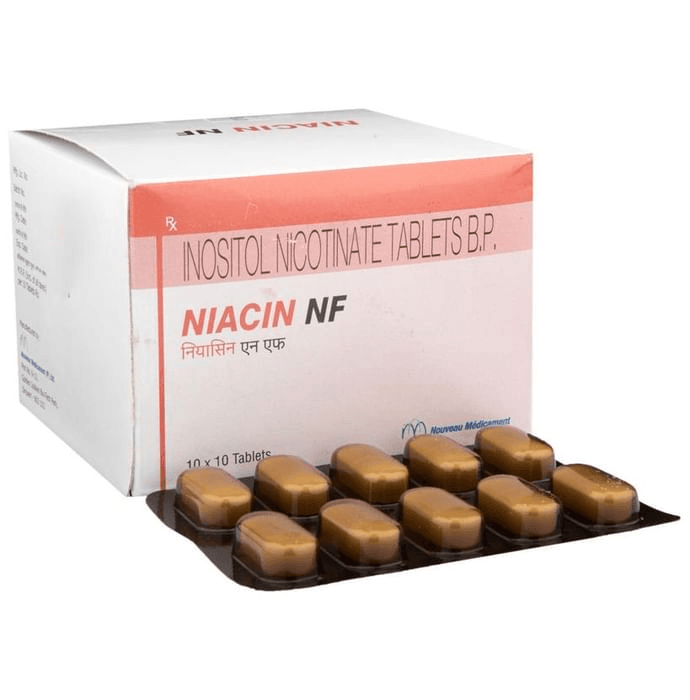Niacin NF Tablet – Inositol nicotinate (1000mg) by Nouveau Medicament (P) Ltd. — photo 1 of 6