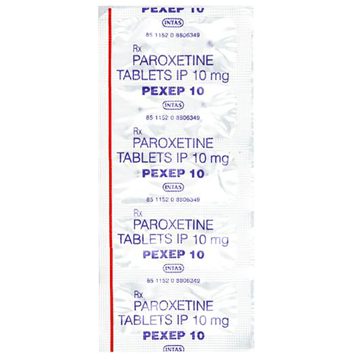 Pexep 10 Tablet – Paroxetine (10mg) 10 mg by Intas Pharmaceuticals Ltd — photo 1 of 2