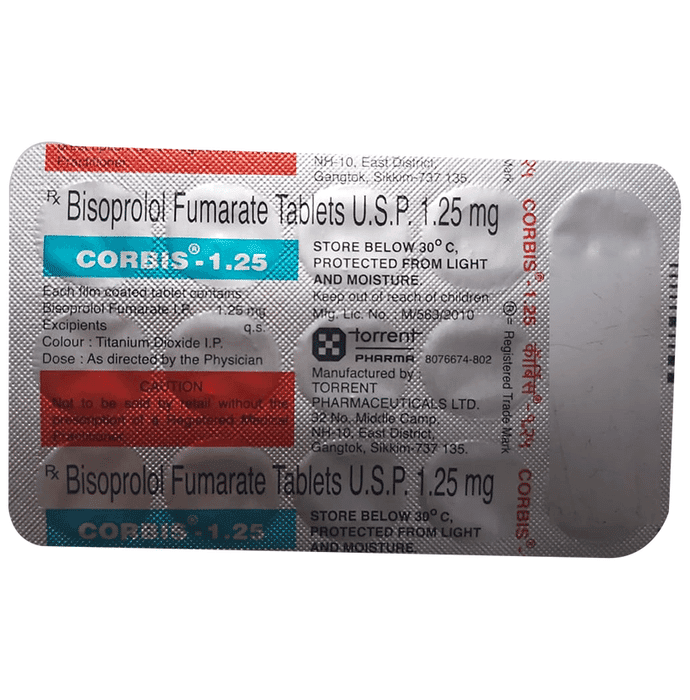 Corbis 1.25 Tablet – Bisoprolol (1.25mg) 1.25 mg by Torrent Pharmaceuticals Ltd