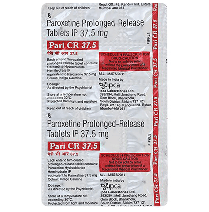 Pari CR 37.5 Tablet – Paroxetine (37.5mg) 37.5 mg by Ipca Laboratories Ltd — photo 1 of 2