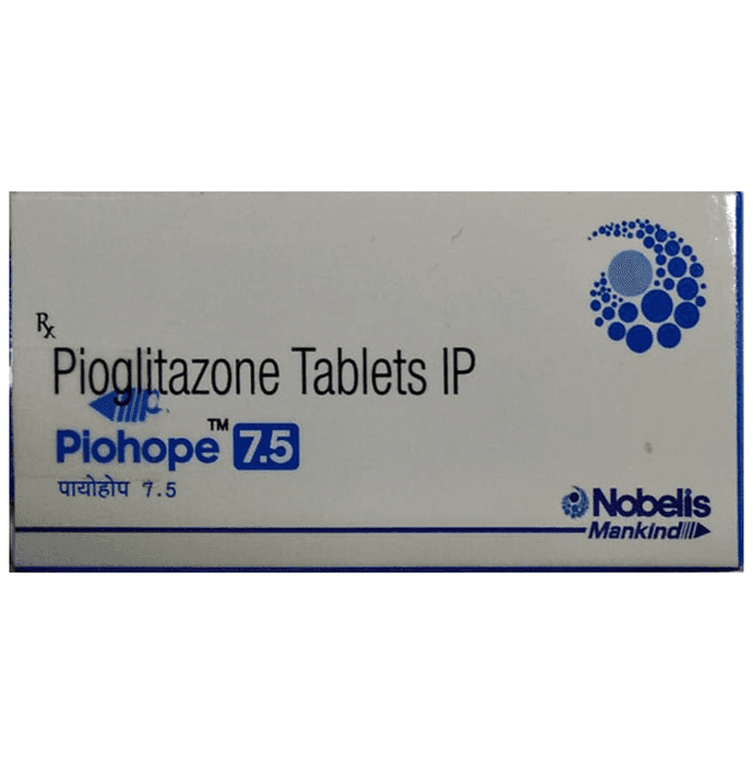 Piohope 7.5 Tablet – Pioglitazone (7.5mg) 7.5 mg by Mankind Pharma Ltd — photo 1 of 2