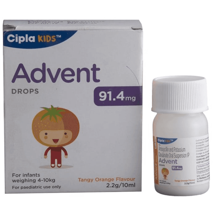 Advent 91.4mg Drops Tangy Orange – Amoxycillin (80mg) 91.4 mg by Cipla Ltd — photo 1 of 5