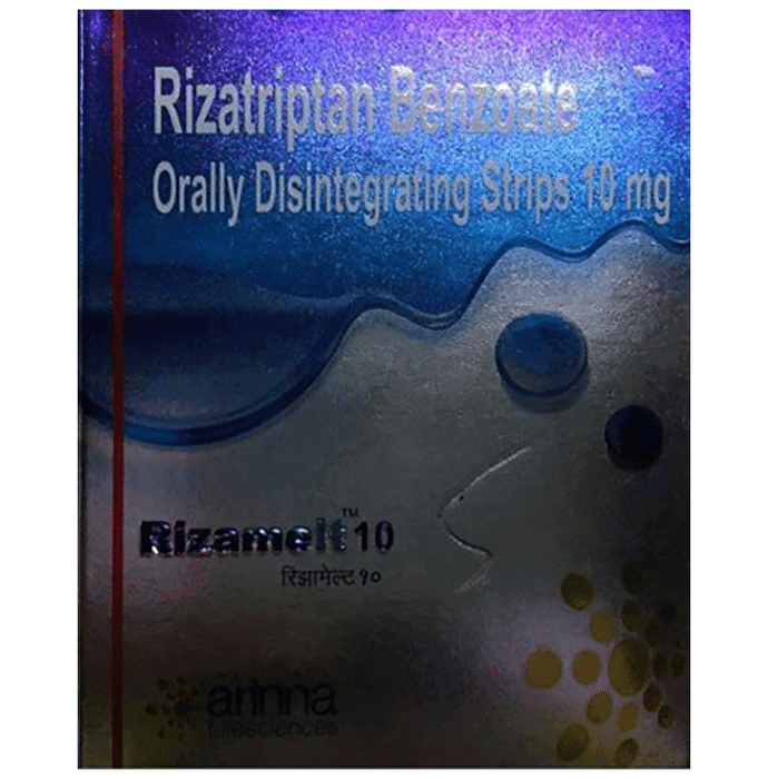 Rizamelt 10 Disintegrating Strip – Rizatriptan (10mg) 10 mg by Arinna Lifescience Pvt Ltd — photo 1 of 2