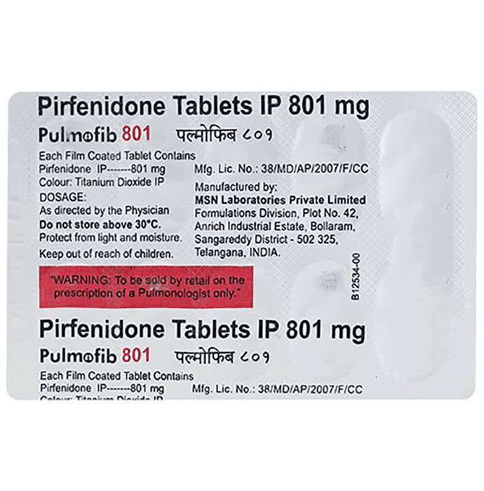 Pulmofib 801mg Tablet – Pirfenidone (801mg) 801 mg by MSN Laboratories