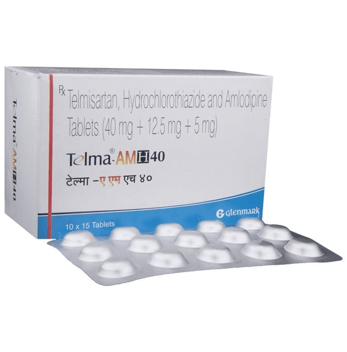 Telma-AM H 40 Tablet – Telmisartan (40mg) 40 mg by Glenmark Pharmaceuticals Ltd — photo 1 of 6