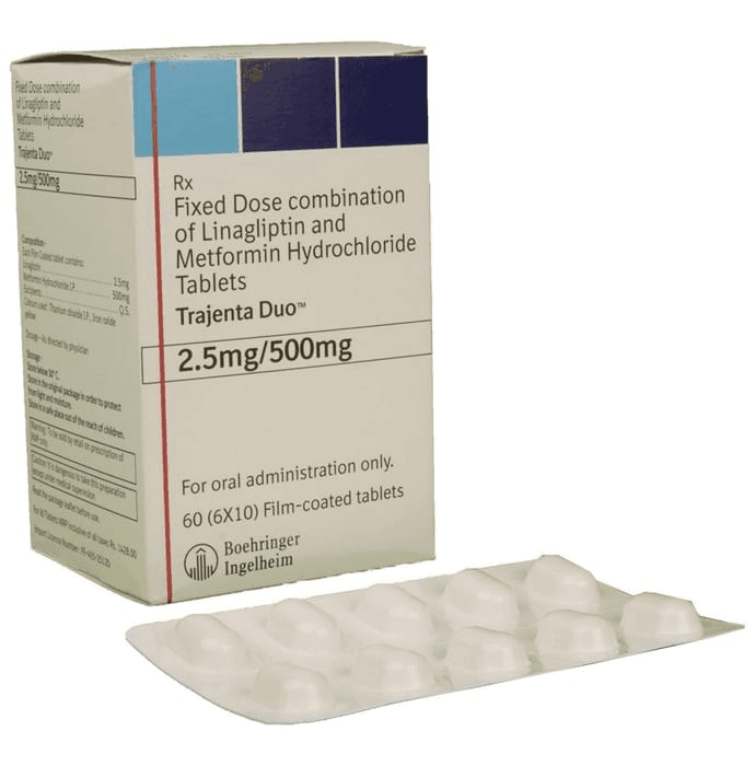 Trajenta Duo 2.5mg/500mg Tablet – Metformin (500mg) 2.5 mg by Boehringer Ingelheim — photo 1 of 4