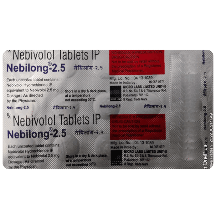 Nebilong 2.5 Tablet – Nebivolol (2.5mg) 2.5 mg by Micro Labs Ltd — photo 1 of 2