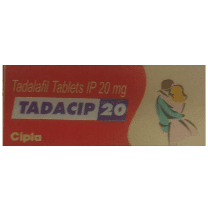 Tadacip 20 Tablet – Tadalafil (20mg) 20 mg by Cipla Ltd — photo 1 of 2