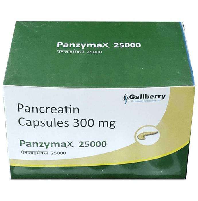 Panzymax 25000 Capsule – Pancreatin (300mg) 25000 mg by Gallberry Life Sciences Pvt Ltd