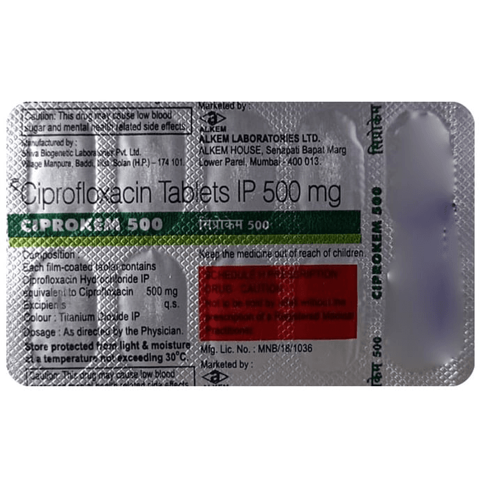 Ciprokem 500mg Tablet – ad77ddde-7c01-4063-b8e8-9a691fea8de1 by Alkem Laboratories Ltd — photo 1 of 2