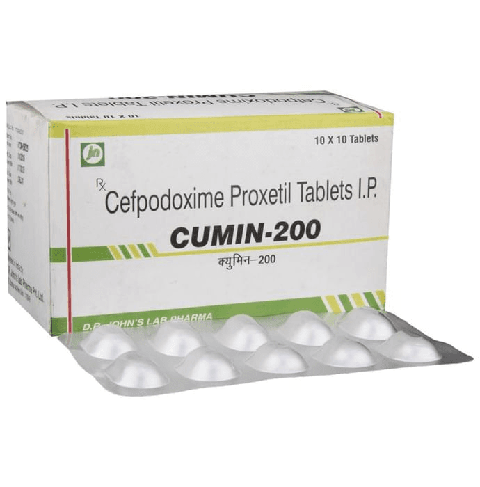 Cumin 200 Tablet – Cefpodoxime Proxetil (200mg) 200 mg by Dr. Johns Laboratories Pvt Ltd — photo 1 of 6