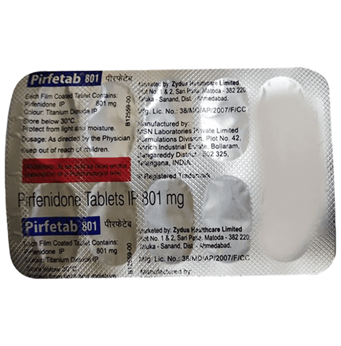 Pirfetab 801mg Tablet – Pirfenidone (801mg) 801 mg by Zydus Cadila — photo 1 of 2