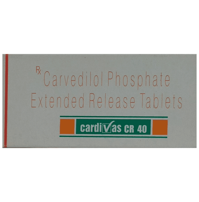 Cardivas CR 40 Tablet – Carvedilol (40mg) 40 mg by Sun Pharmaceutical Industries Ltd — photo 1 of 2
