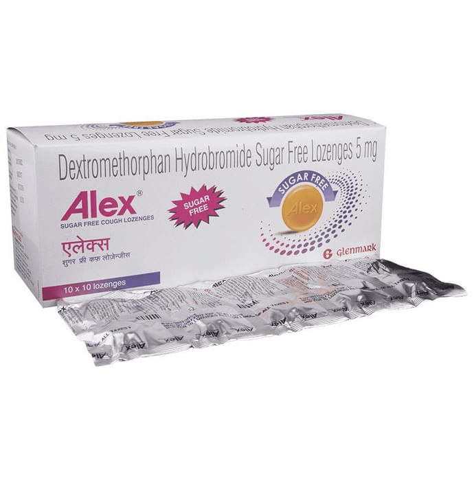 Alex Cough Lozenges Sugar Free – Dextromethorphan Hydrobromide (5mg) by Glenmark Pharmaceuticals Ltd — photo 1 of 6