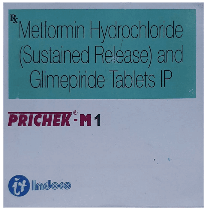 Prichek-M 1 Tablet SR – Glimepiride (1mg) 1 mg by Indoco Remedies Ltd — photo 1 of 5