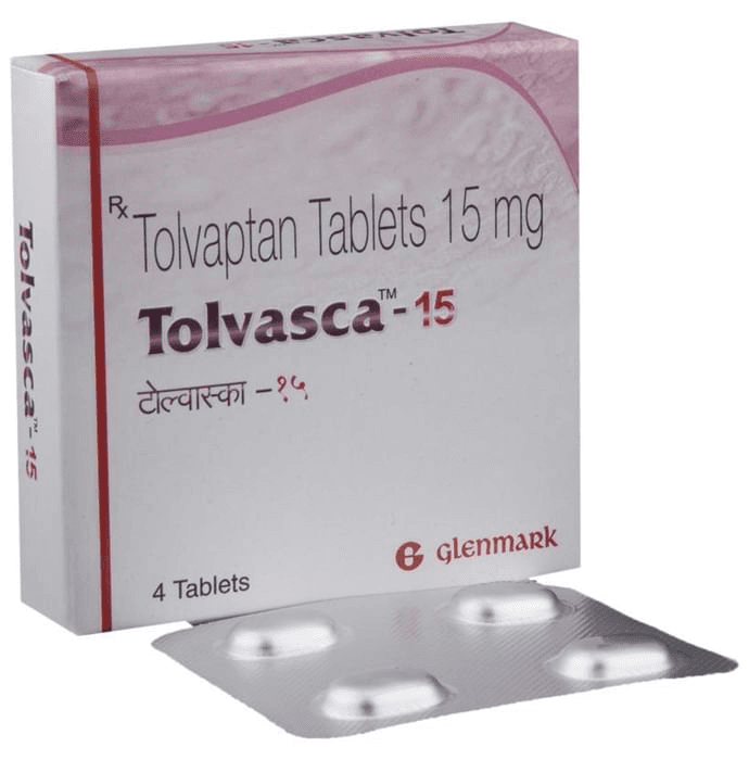 Tolvasca 15 Tablet – Tolvaptan (15mg) 15 mg by Glenmark Pharmaceuticals Ltd — photo 1 of 6